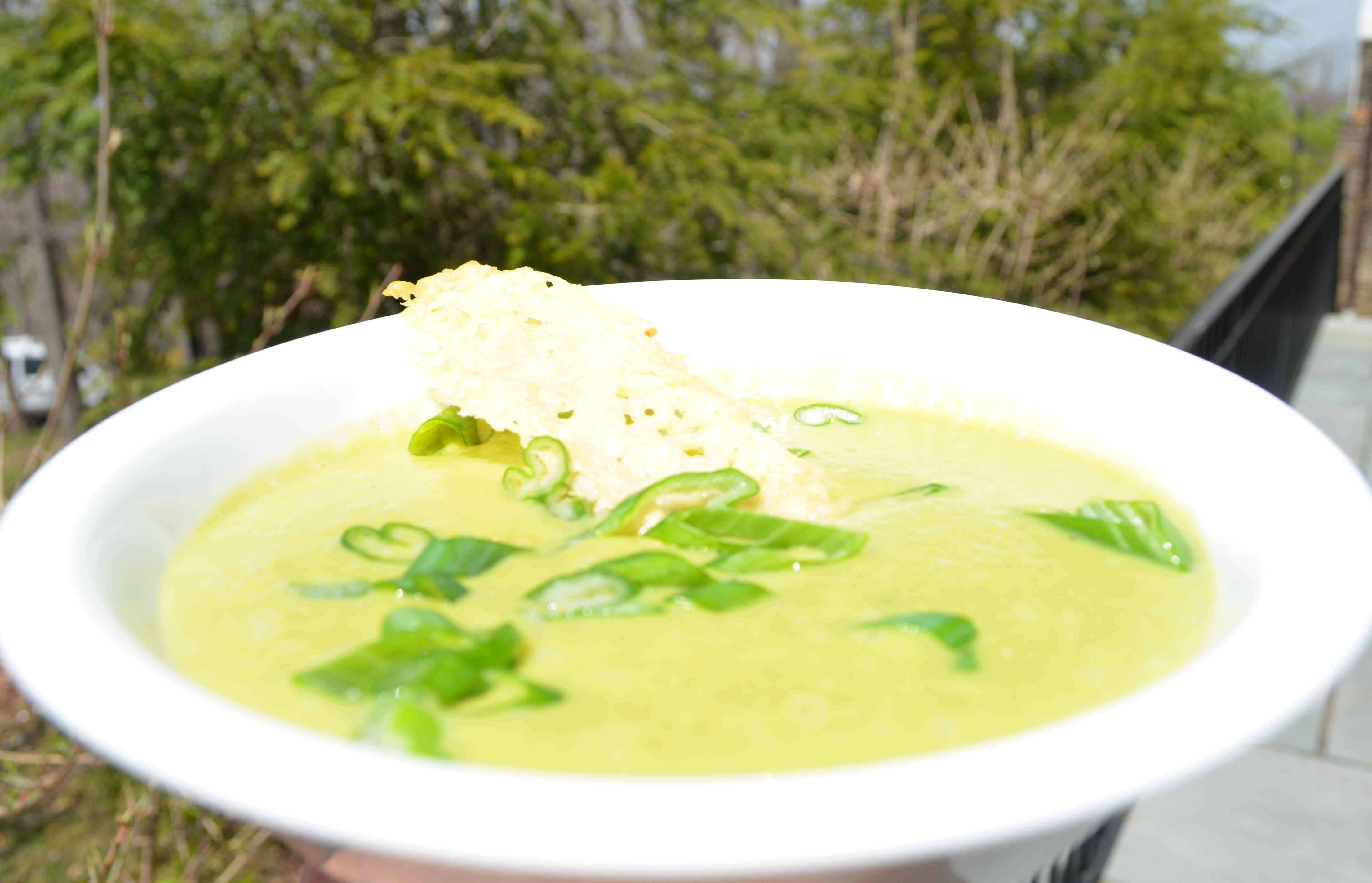 Spring Onion, Pea and Parmesan Soup