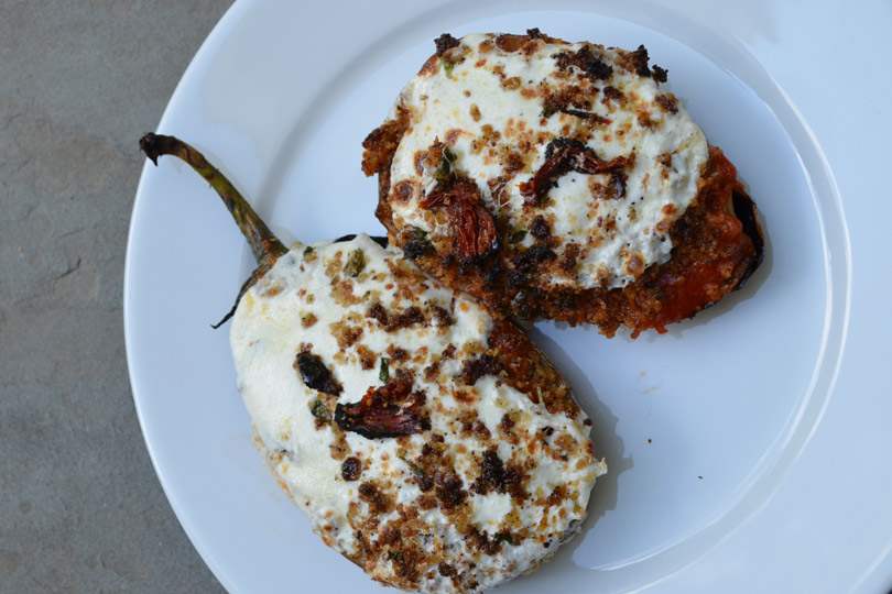 Grilled Eggplant Parmesan with SunDried Tomato and Basil Panko