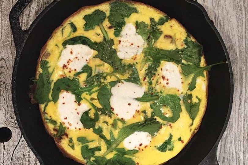 Skillet Frittata with Kale, Mushrooms and Ricotta